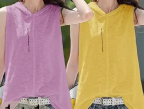 핫딜 라씨엔토 24 SUMMER 펀칭 후드 니트 집업슬리브리스 탑  핫 아이템